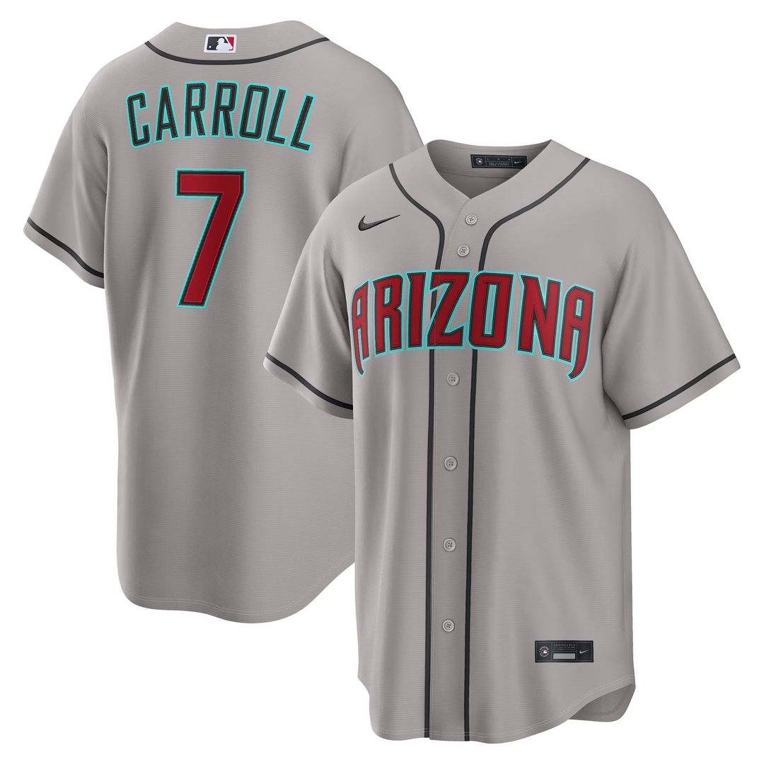 Arizona Diamondbacks Nike Corbin Carroll Road Replica Baseball Jersey - Gray