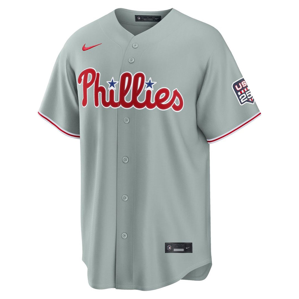 Philadelphia Phillies Nike Fourth of July Cristopher Sanchez USA 250 Stadium Baseball Jersey - Gray
