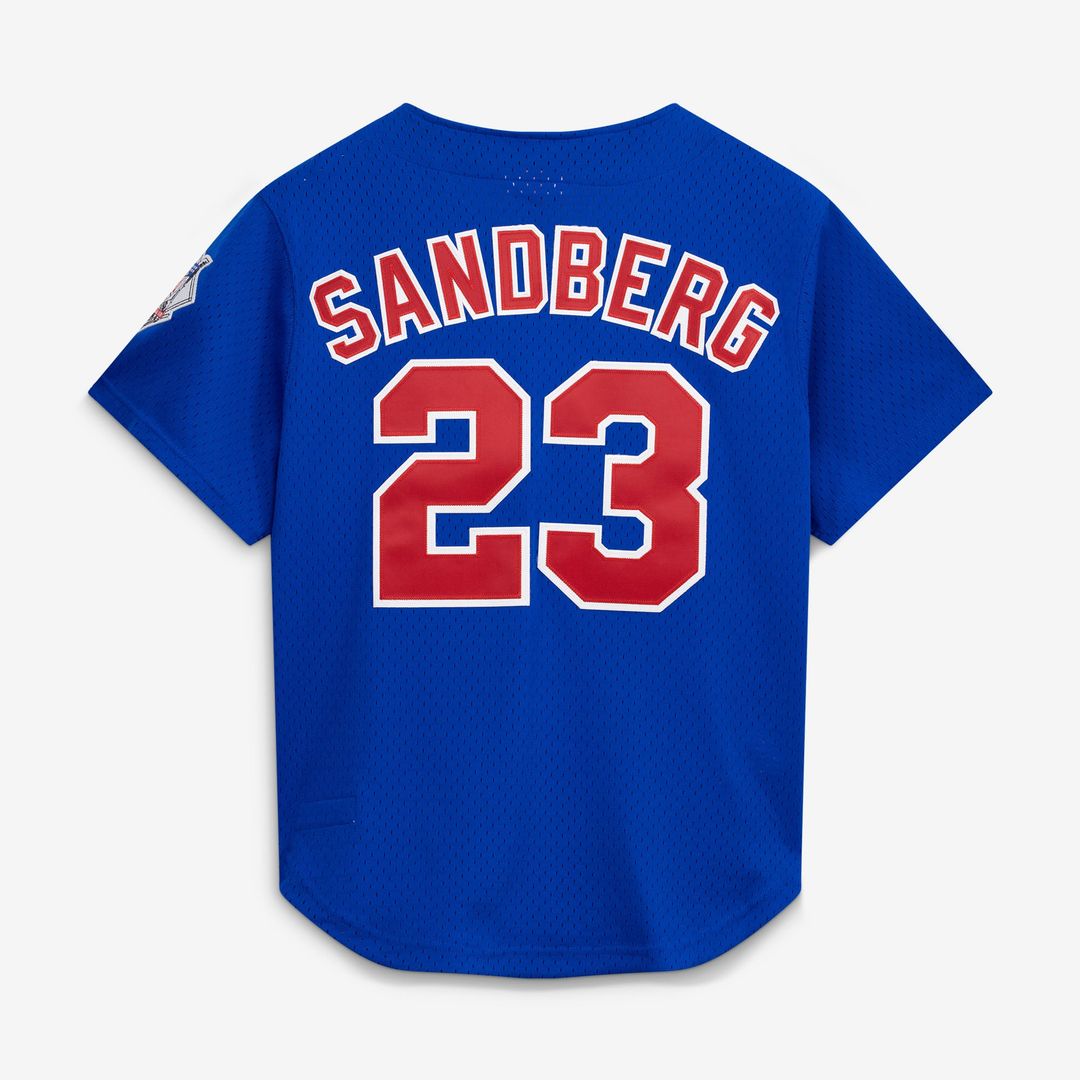 Chicago Cubs Mitchell & Ness Ryne Sandberg Cooperstown Collection 1997 Mesh Batting Practice Button-Up Baseball Jersey - Royal