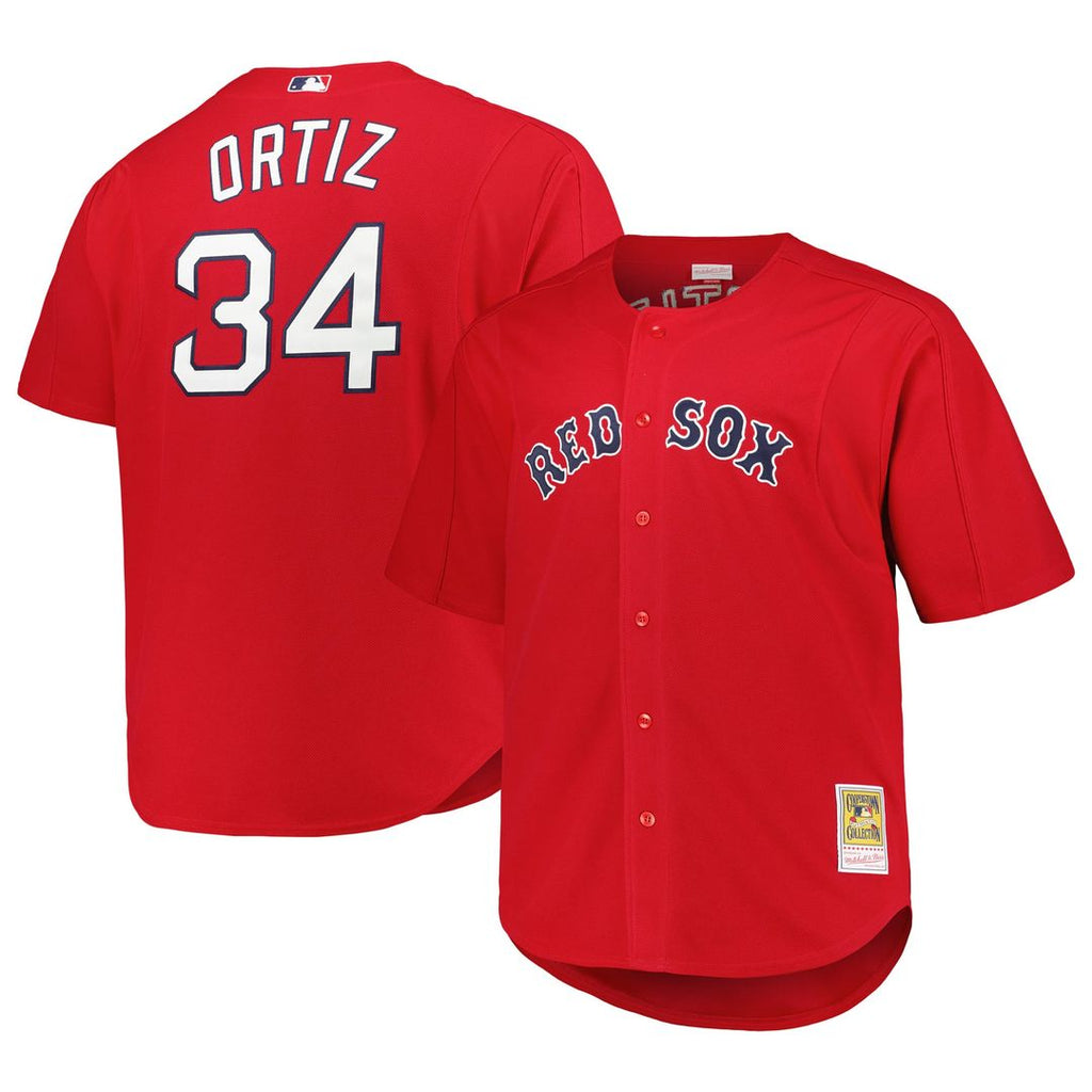 Boston Red Sox Mitchell & Ness David Ortiz Big & Tall Cooperstown Mesh Batting Practice Baseball Jersey - Red