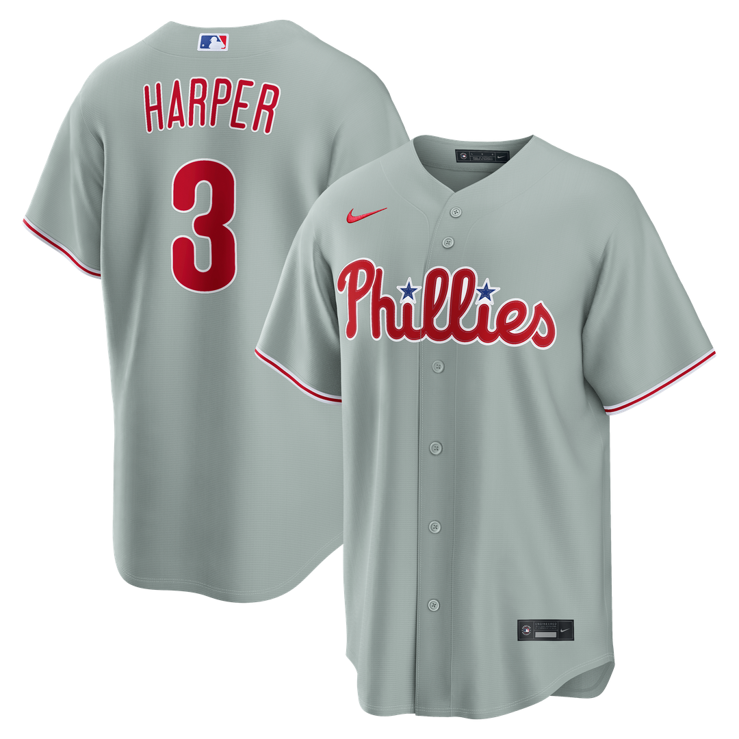 Philadelphia Phillies Nike Bryce Harper Road Replica Baseball Jersey - Gray