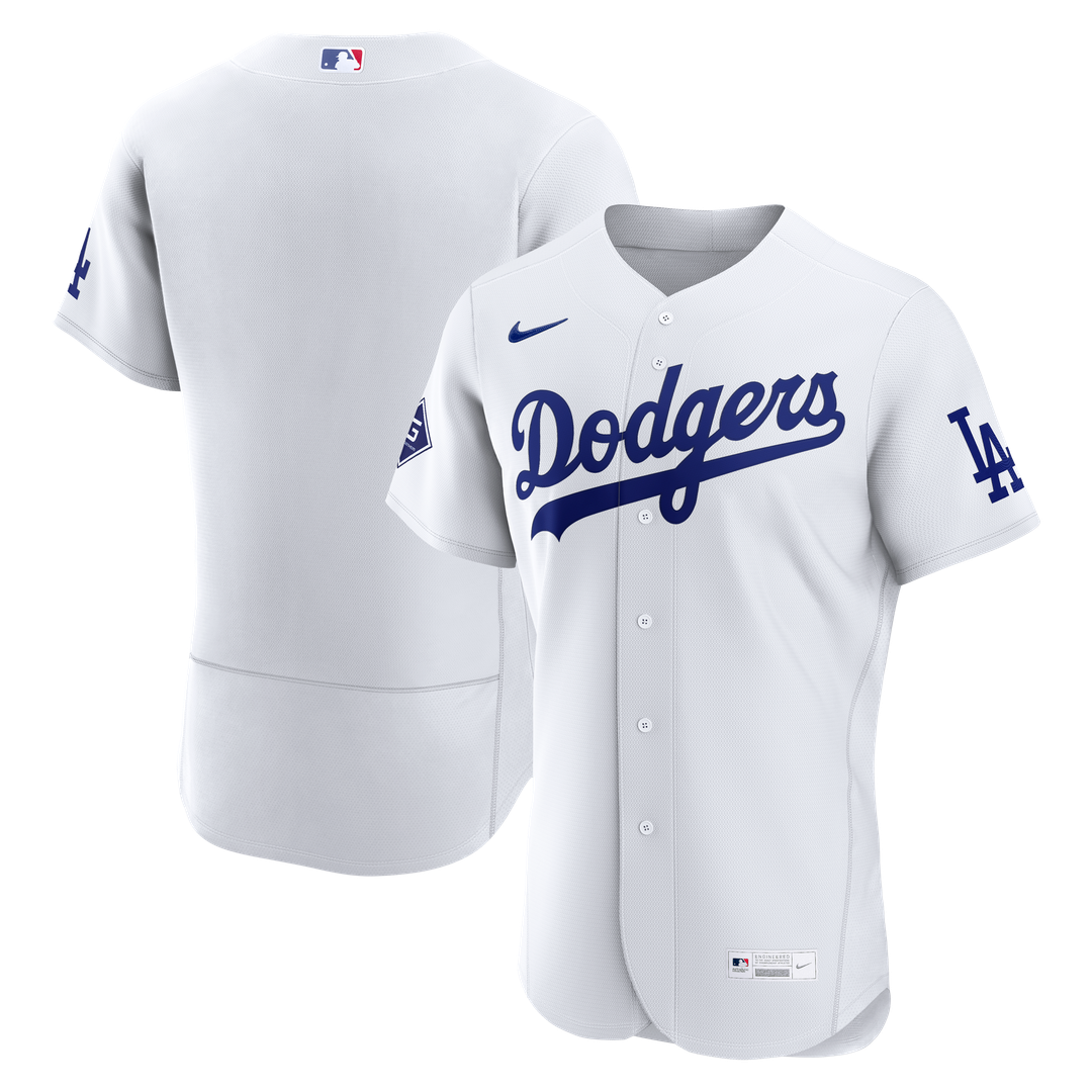 Los Angeles Dodgers Nike Home Sponsor Patch Authentic Baseball Jersey - White