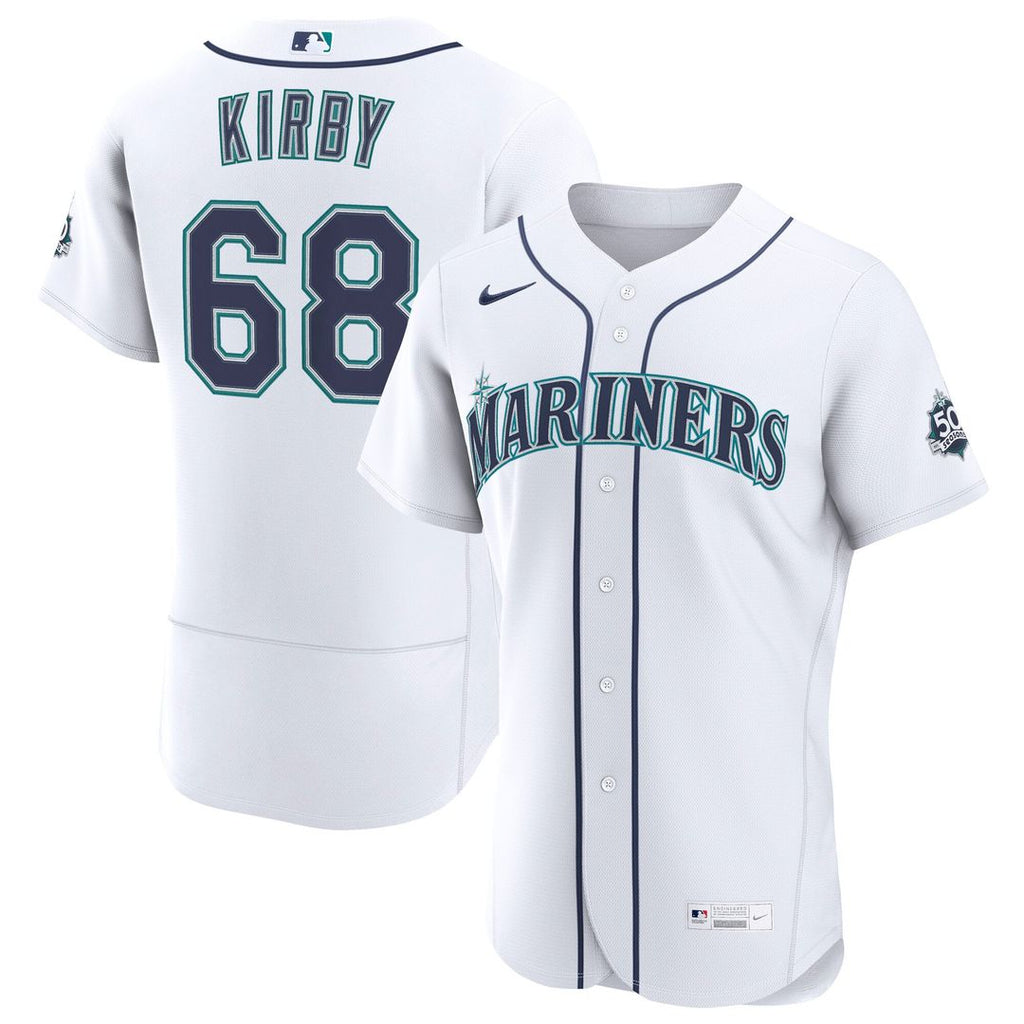 Seattle Mariners Nike George Kirby Home 50th Season Authentic Baseball Jersey - White