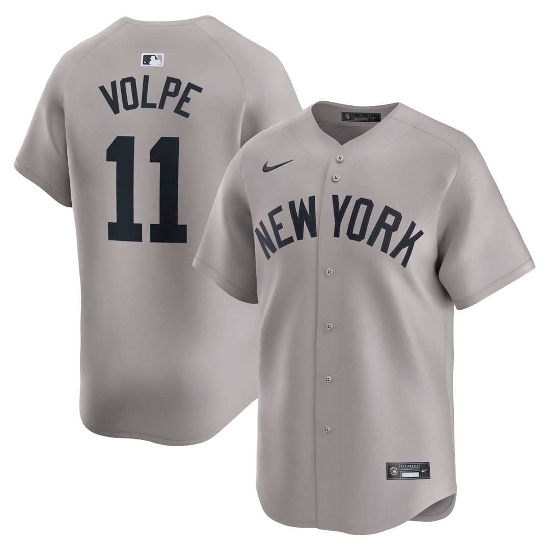 New York Yankees Nike Anthony Volpe Away Limited Baseball Jersey - Gray