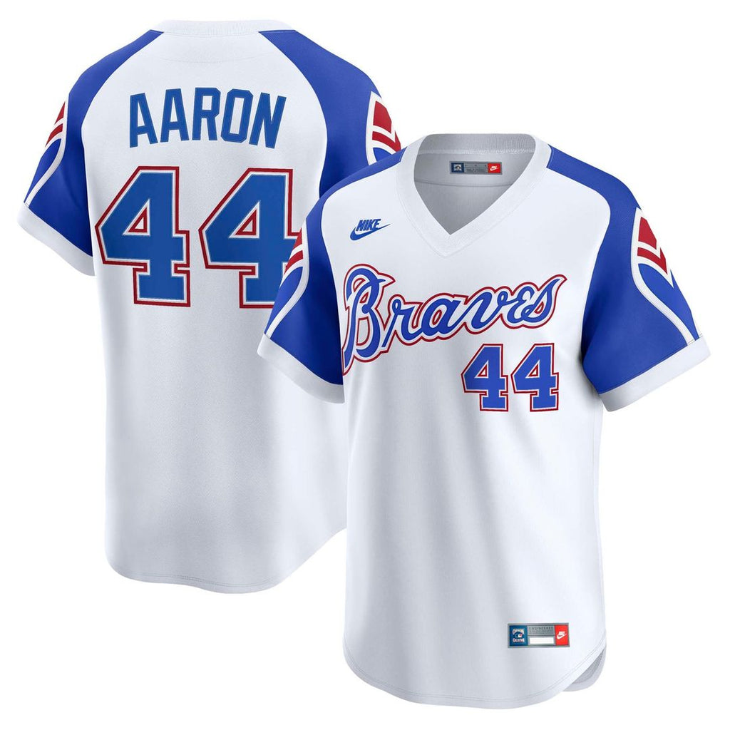 Atlanta Braves Nike Hank Aaron Throwback Cooperstown Collection Limited Baseball Jersey - White