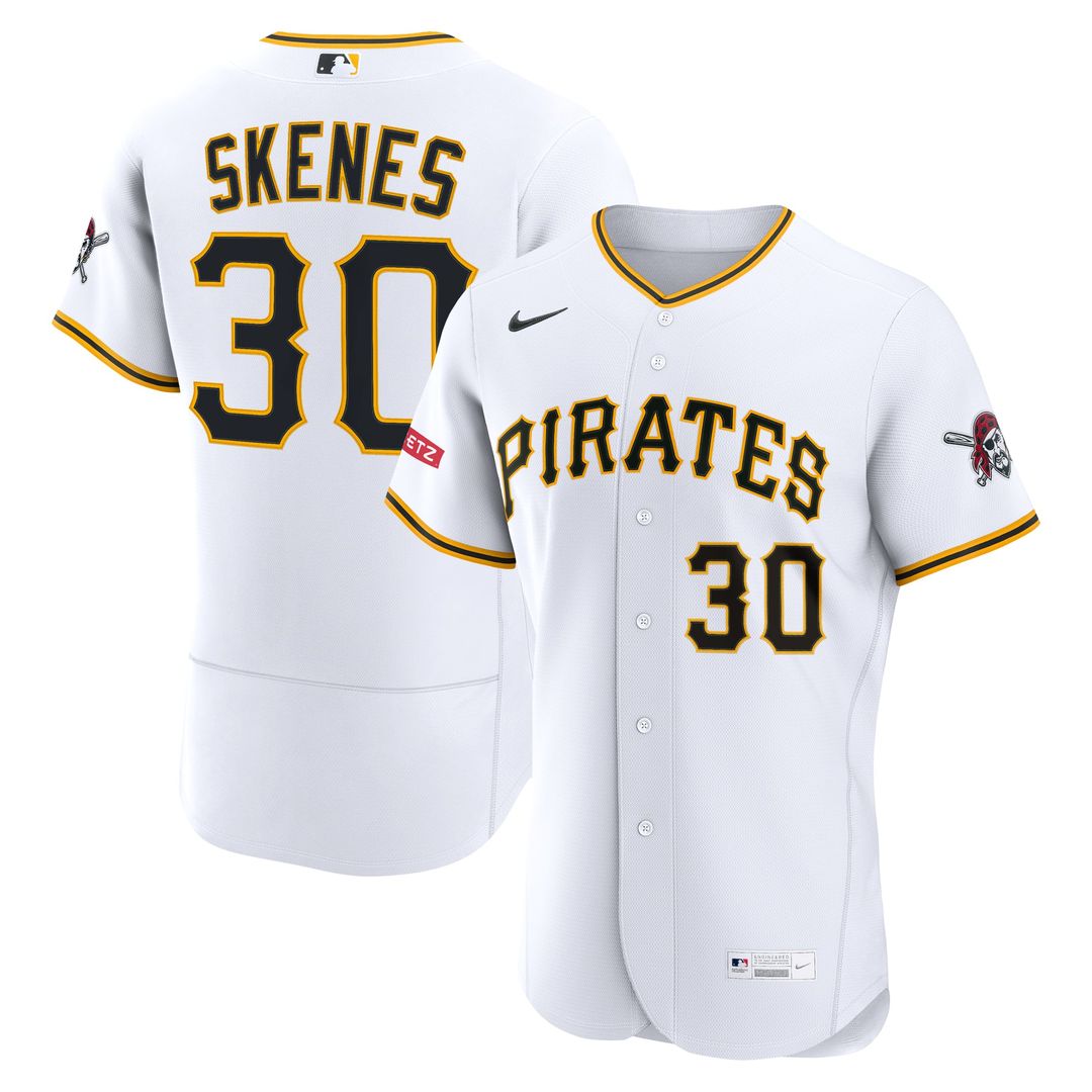 Pittsburgh Pirates Nike Paul Skenes Home Authentic Sponsor Patch Baseball Jersey - White
