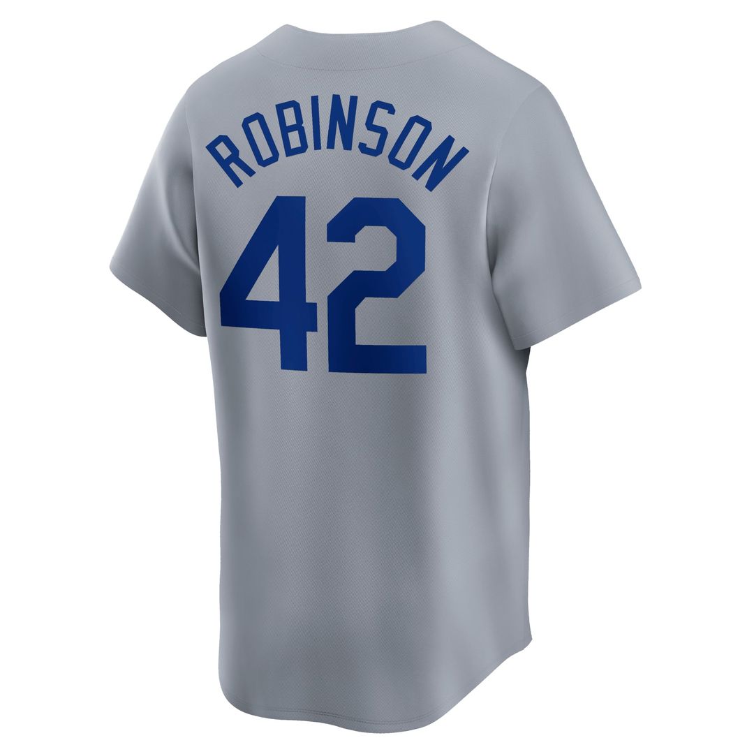 Brooklyn Dodgers Nike Jackie Robinson Throwback Cooperstown Collection Limited Baseball Jersey - Gray