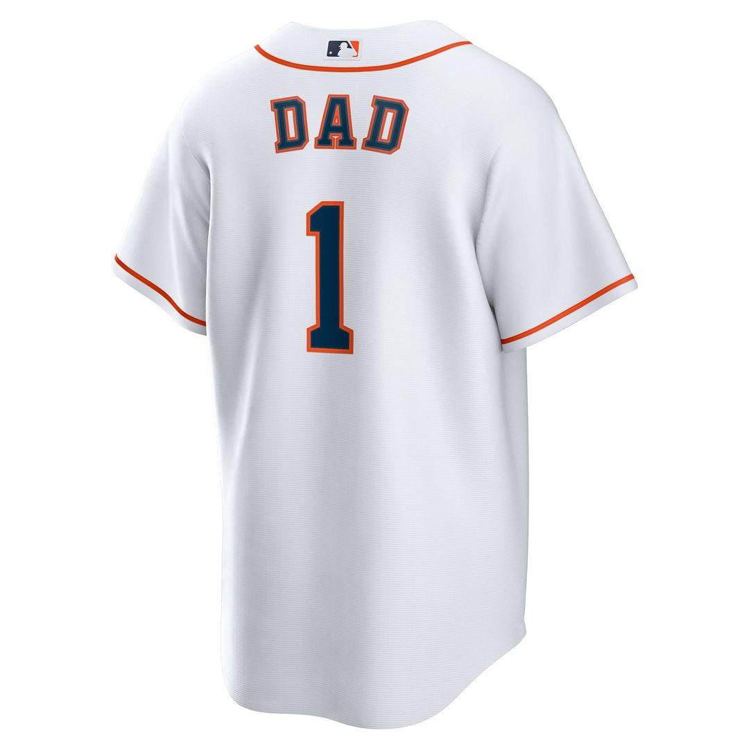 Houston Astros Nike #1 Dad Home Replica Baseball Jersey - White