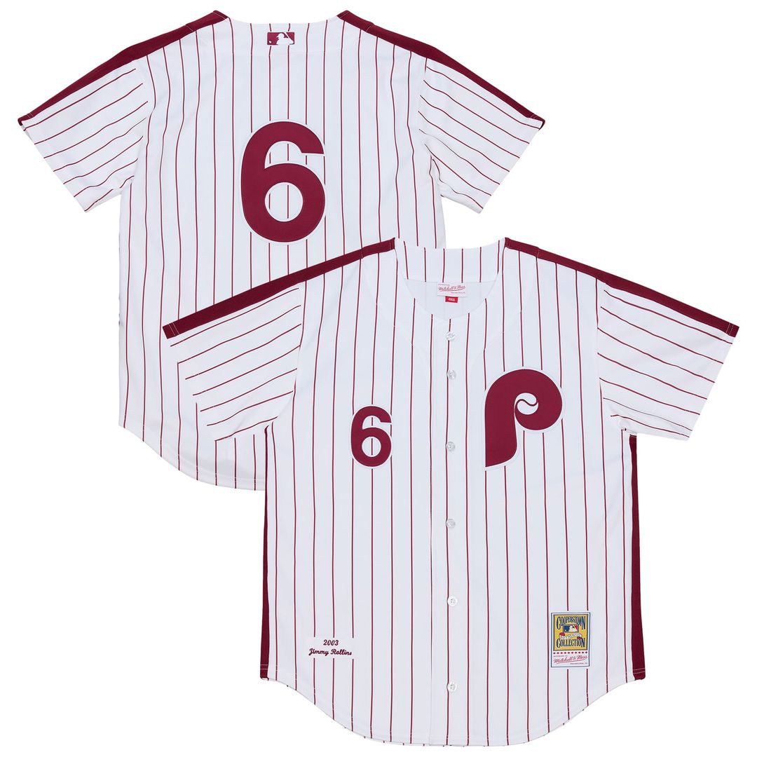 Philadelphia Phillies Mitchell & Ness Jimmy Rollins 2003 Cooperstown Collection Authentic Baseball Jersey - White