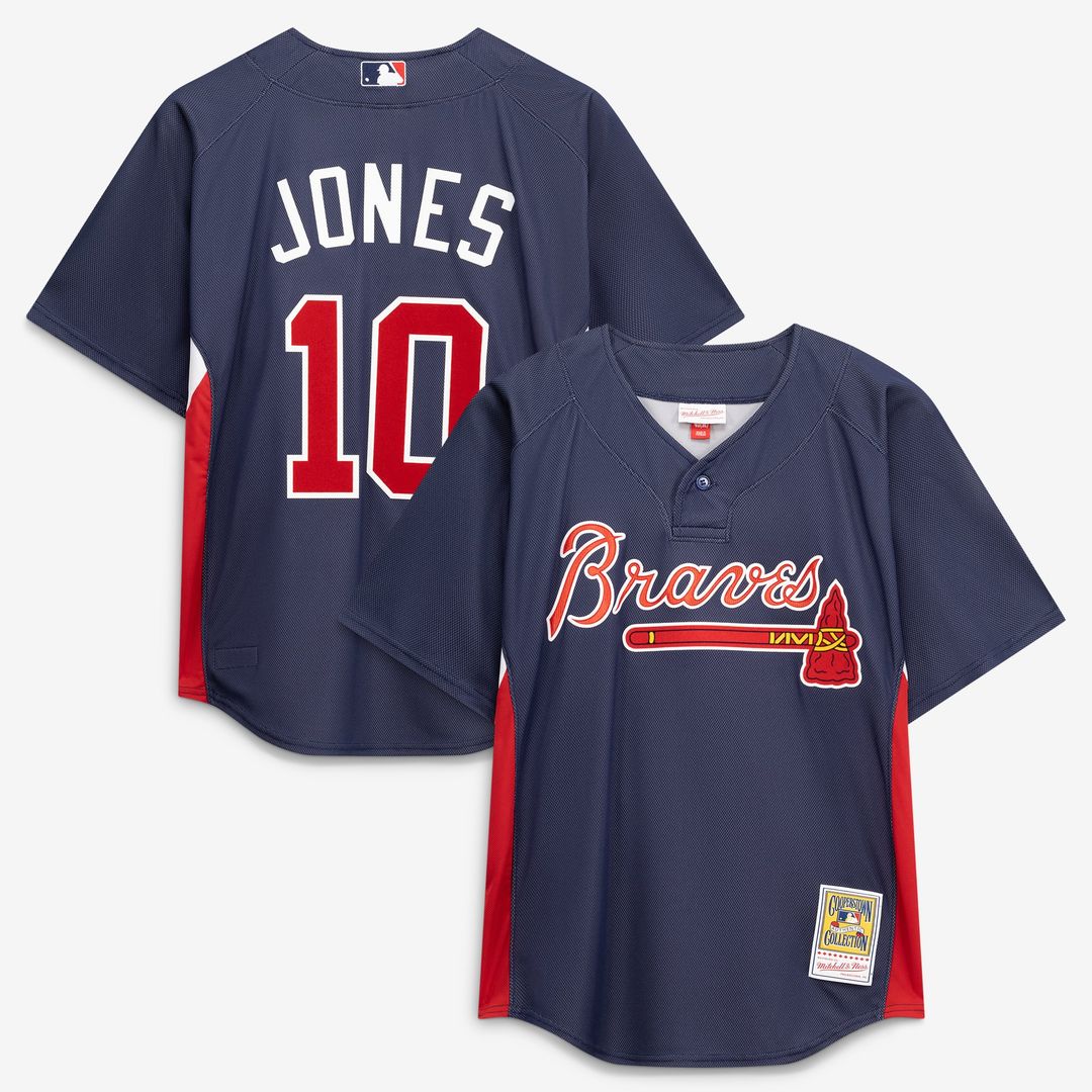 Atlanta Braves Mitchell & Ness Chipper Jones Authentic Batting Practice Baseball Jersey - Navy