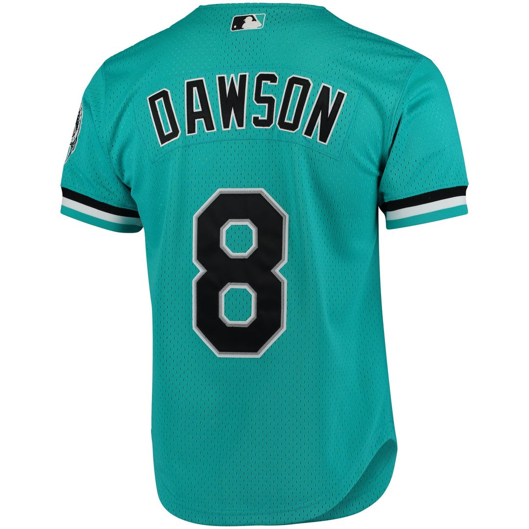 Florida Marlins Mitchell & Ness Andre Dawson Cooperstown Collection Mesh Batting Practice Button-Up Baseball Jersey - Teal
