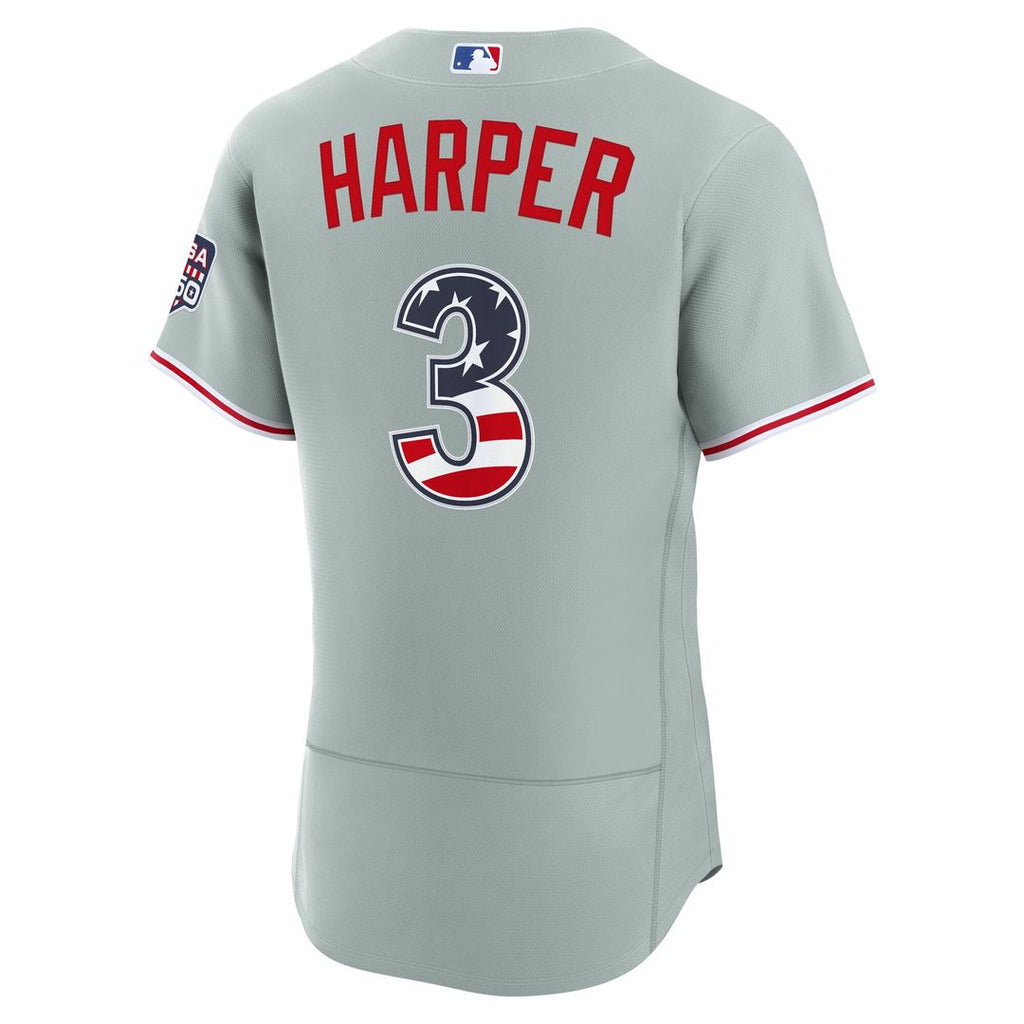 Philadelphia Phillies Nike Fourth of July Bryce Harper USA 250 Authentic Baseball Jersey - Gray