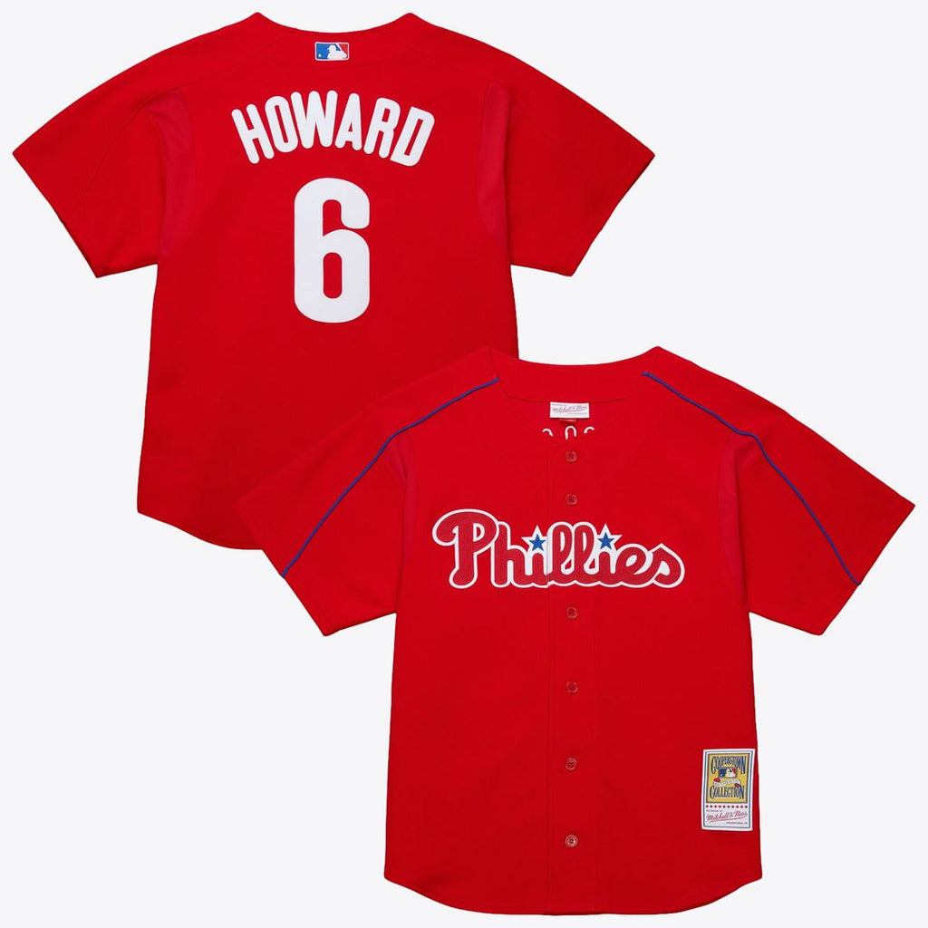 Philadelphia Phillies Mitchell & Ness Ryan Howard Big & Tall Cooperstown Mesh Batting Practice Baseball Jersey - Red
