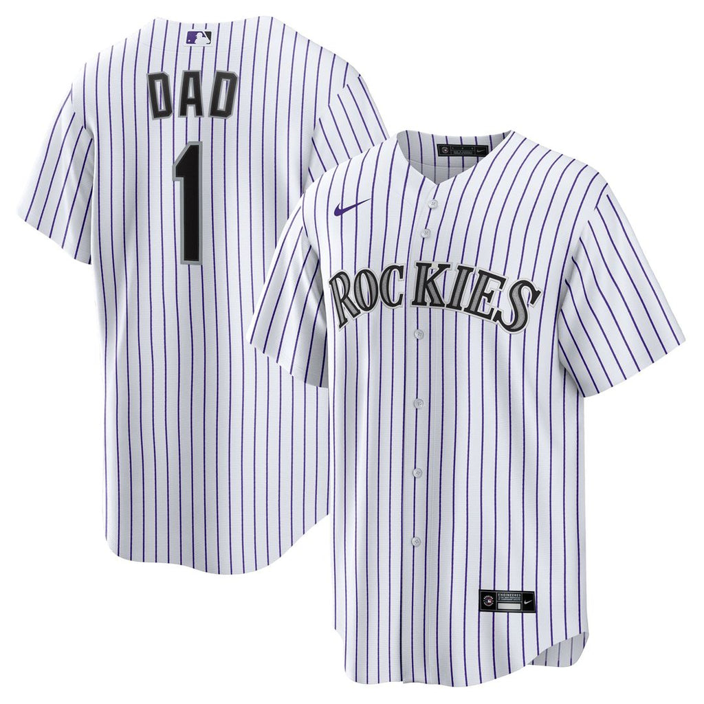 Colorado Rockies Nike #1 Dad Home Replica Baseball Jersey - White