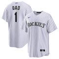 Colorado Rockies Nike #1 Dad Home Replica Baseball Jersey - White