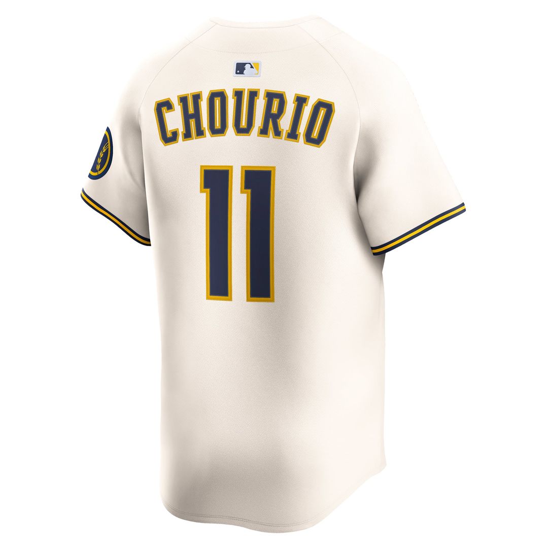 Milwaukee Brewers Nike Jackson Chourio Home Limited Baseball Jersey - Cream