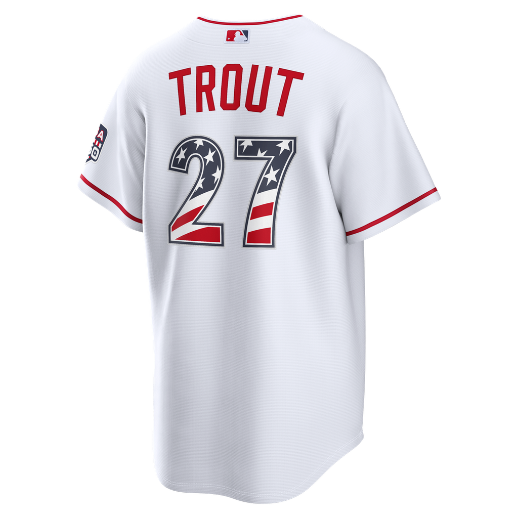Los Angeles Angels Nike Fourth of July Mike Trout USA 250 Stadium Baseball Jersey - White