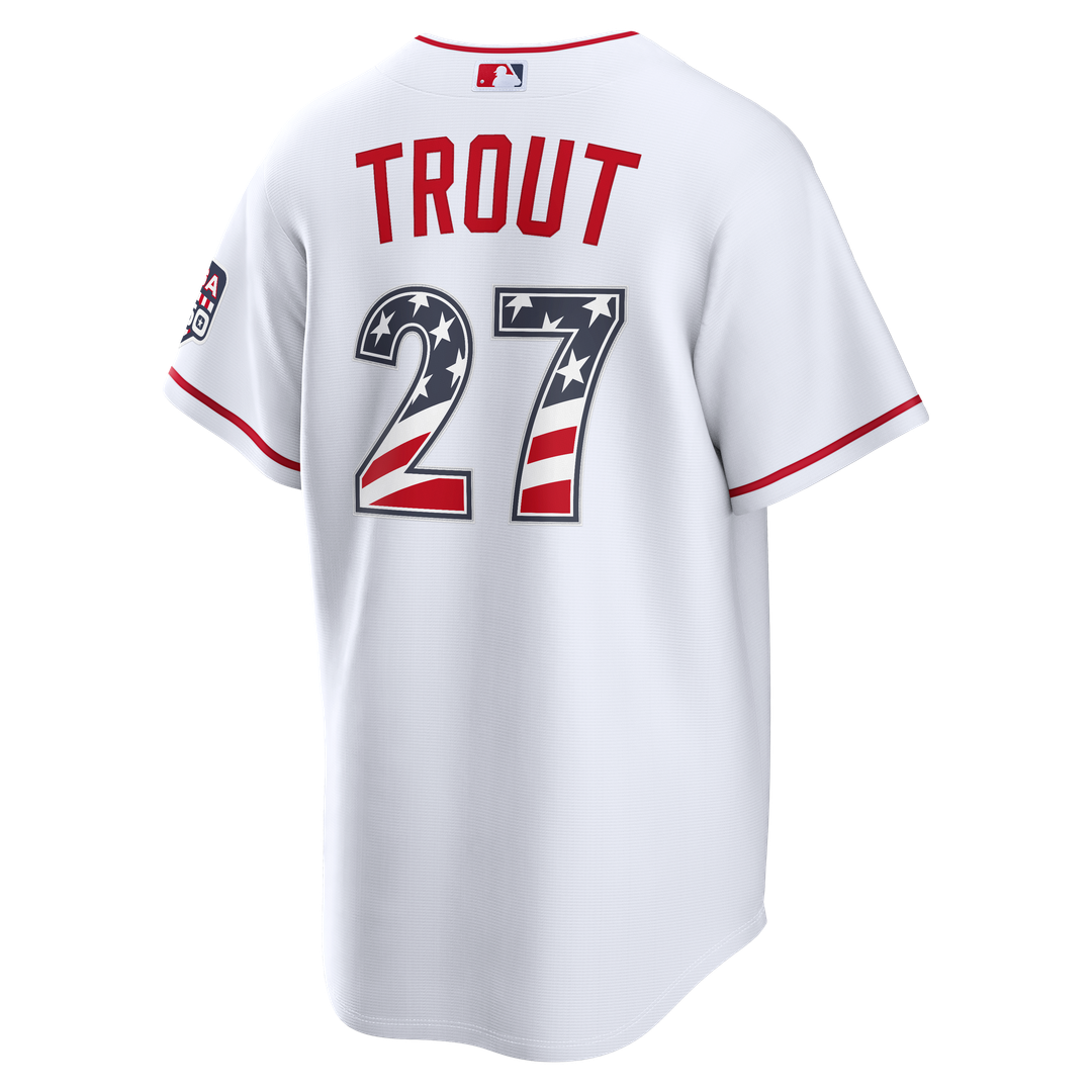Los Angeles Angels Nike Fourth of July Mike Trout USA 250 Stadium Baseball Jersey - White