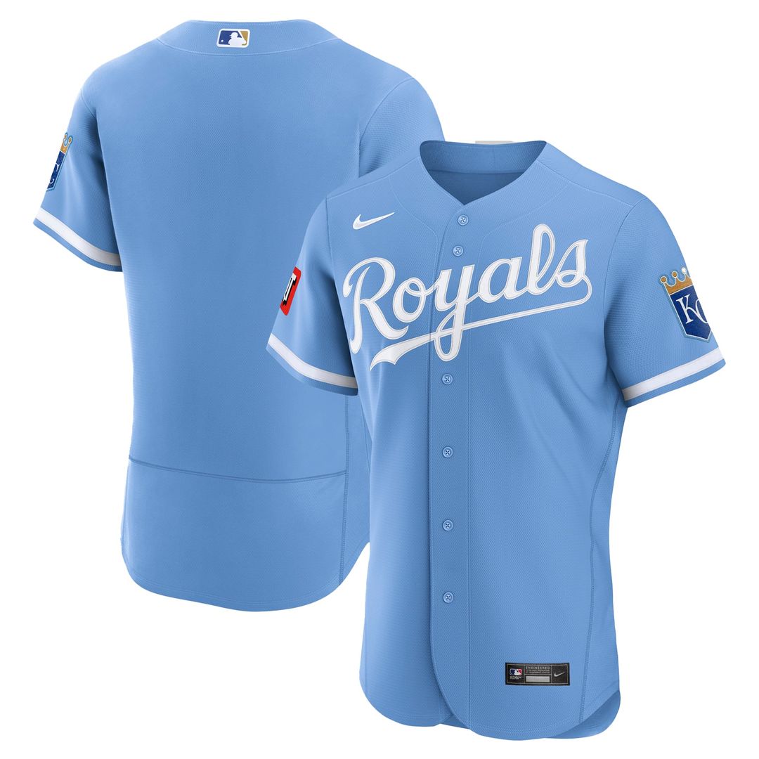 Kansas City Royals Nike Alternate Sponsor Patch Authentic Baseball Jersey - Light Blue