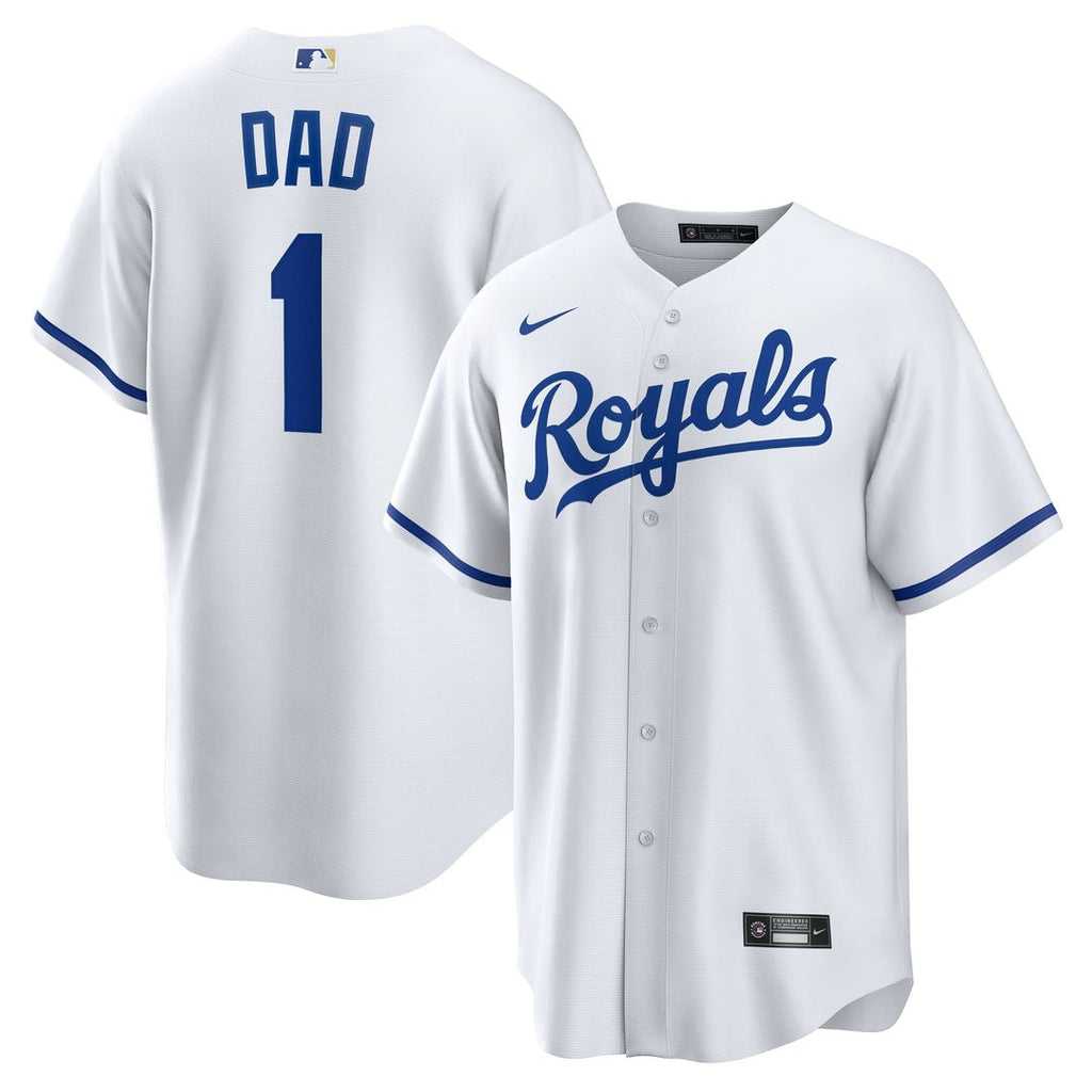 Kansas City Royals Nike #1 Dad Home Replica Baseball Jersey - White