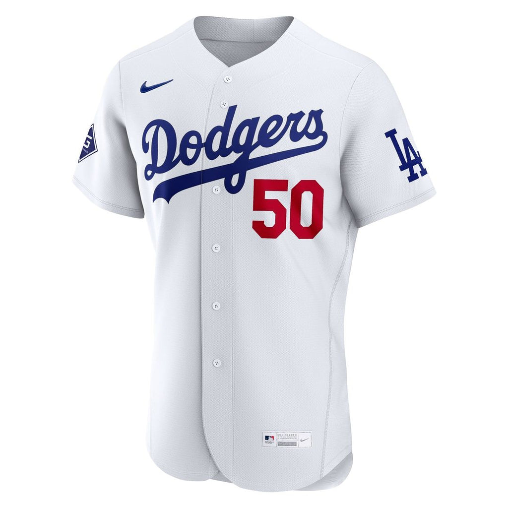 Los Angeles Dodgers Nike Mookie Betts Home Authentic Sponsor Patch Baseball Jersey - White