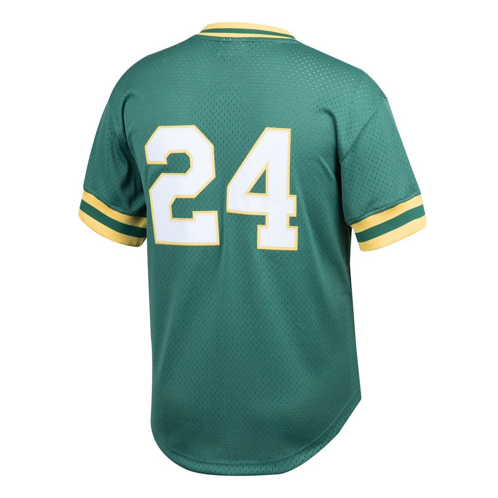 Athletics Mitchell & Ness Rickey Henderson Cooperstown Collection Big & Tall Mesh Batting Practice Baseball Jersey - Green