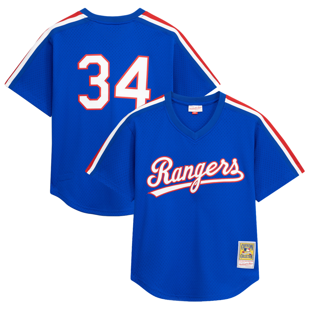 Texas Rangers Mitchell & Ness Nolan Ryan Big & Tall Cooperstown Mesh Batting Practice Baseball Jersey - Royal