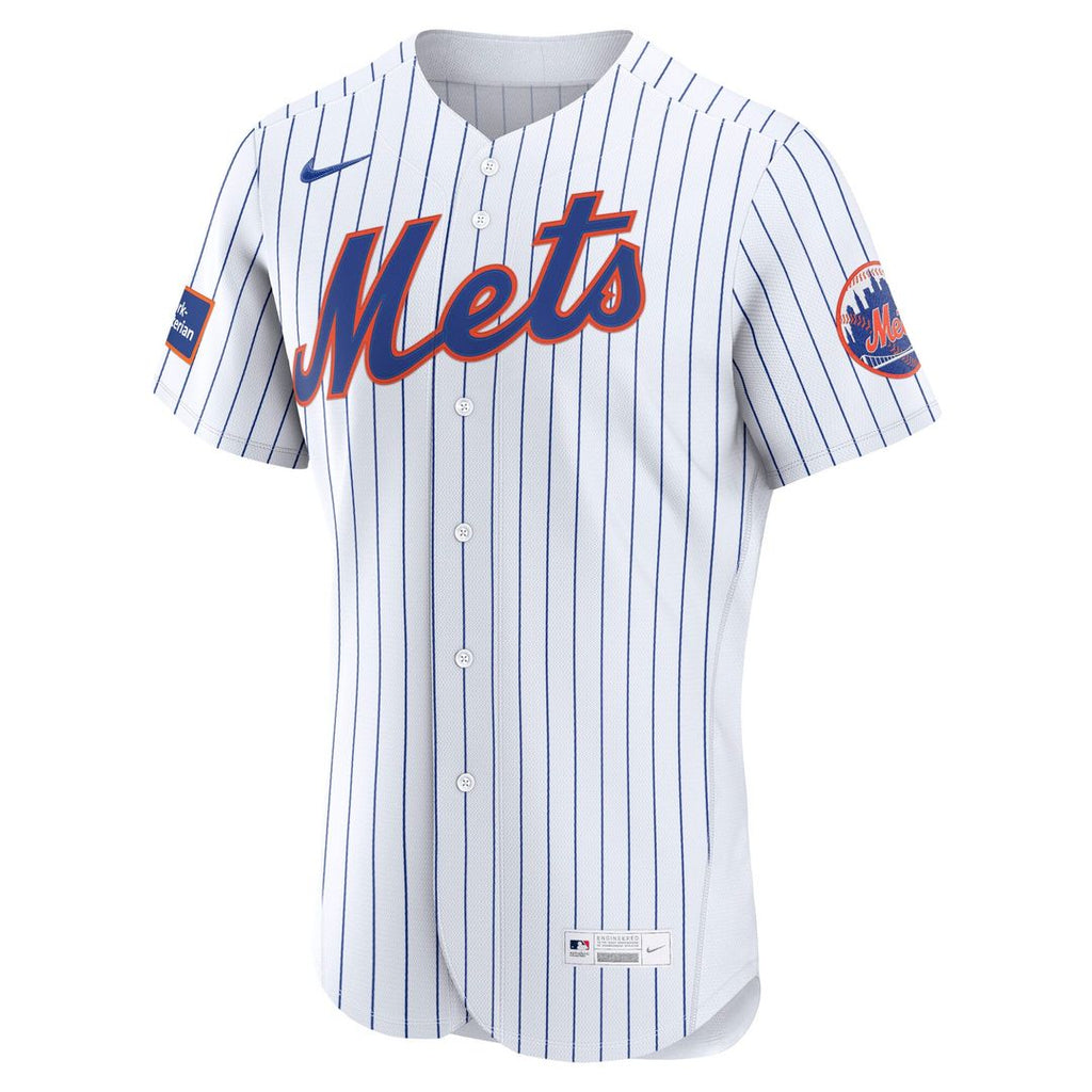 New York Mets Nike Home Sponsor Patch Authentic Baseball Jersey - White