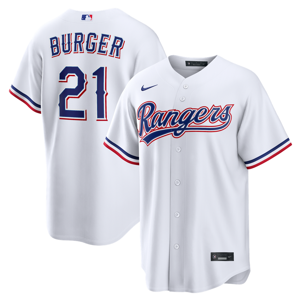Texas Rangers Nike Jake Burger Home Replica Baseball Jersey - White