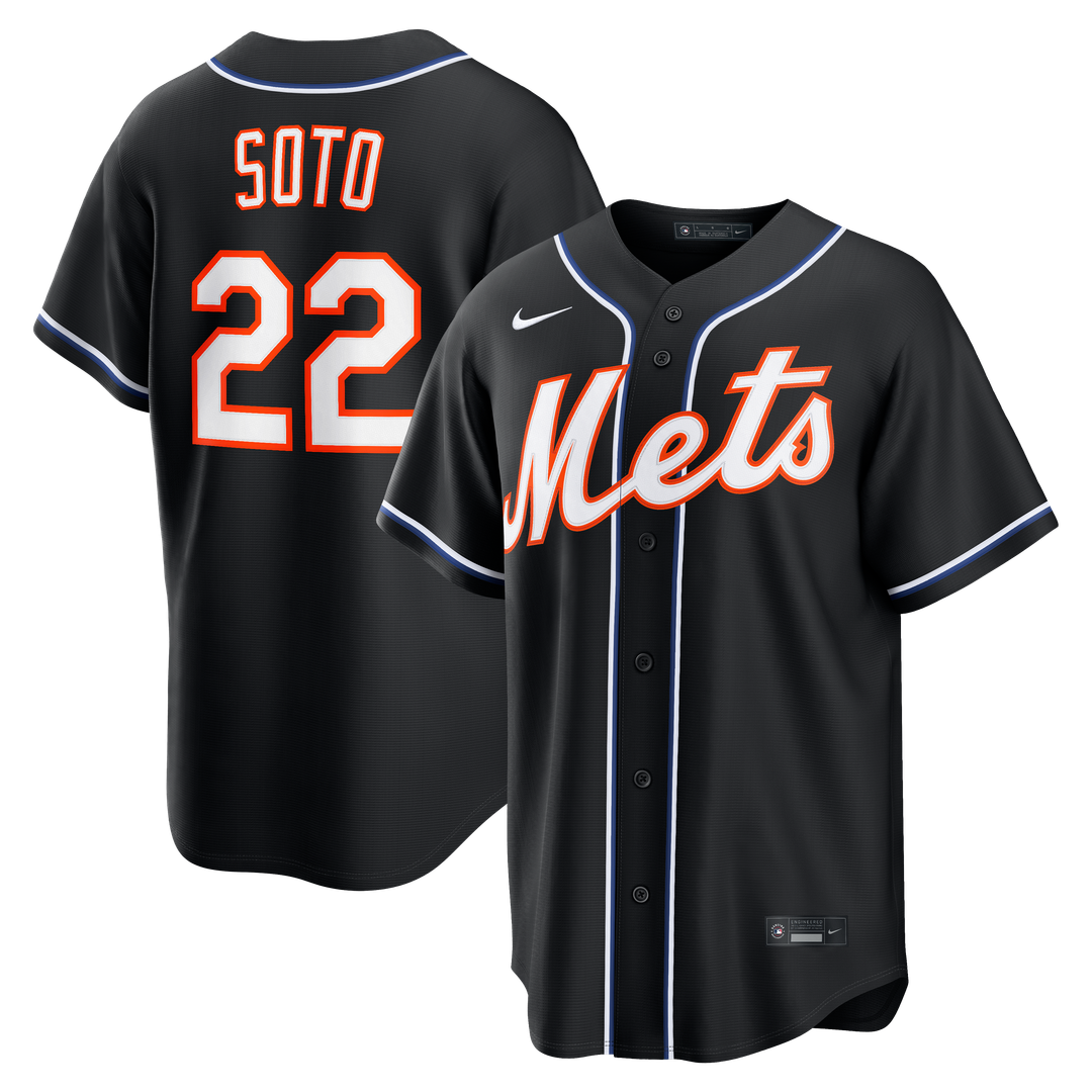 New York Mets Nike Juan Soto Fashion Replica Black Out Baseball Jersey