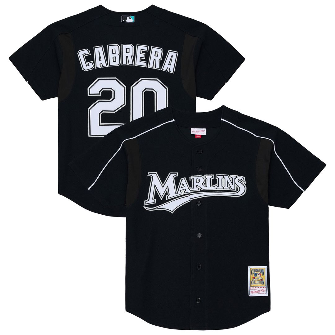 Florida Marlins Mitchell & Ness Miguel Cabrera 2003 Cooperstown Mesh Batting Practice Button-Up Baseball Jersey - Black