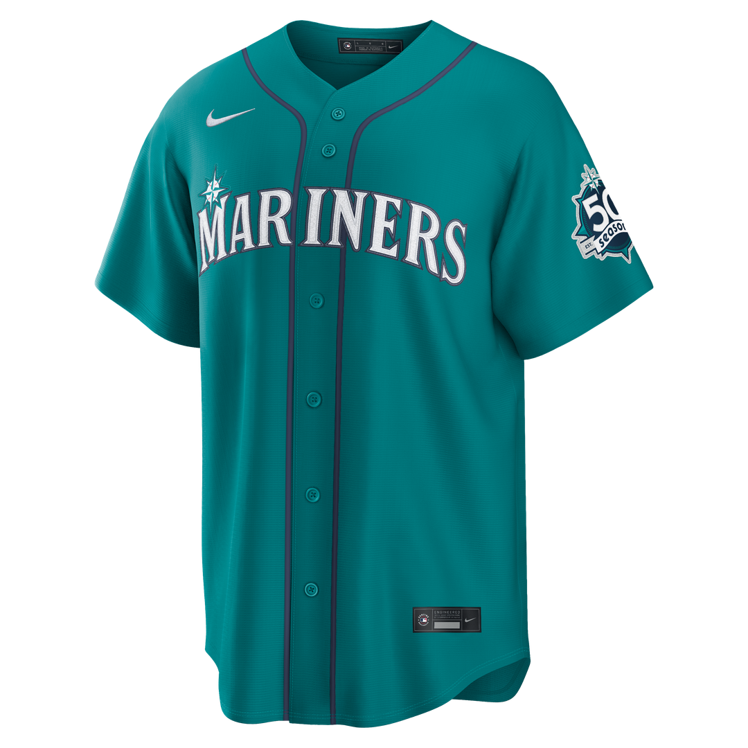 Seattle Mariners Nike Julio Rodríguez Home Stadium 50th Season Patch Baseball Jersey - White