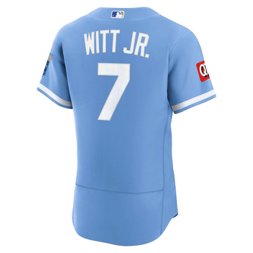 Kansas City Royals Nike Bobby Witt Jr. Alternate Authentic Sponsor Patch Baseball Jersey - Light Blue