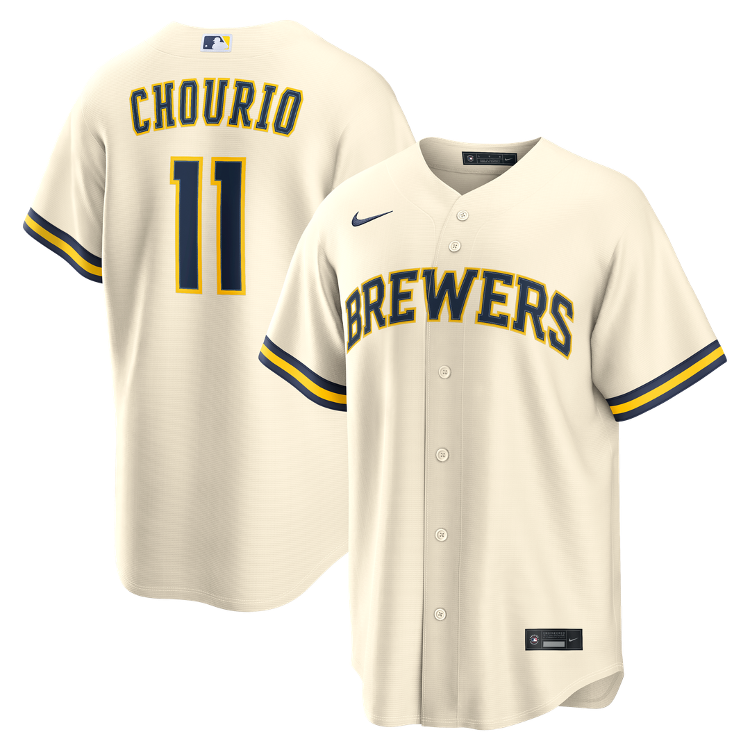 Milwaukee Brewers Nike Jackson Chourio Home Replica Baseball Jersey - Cream