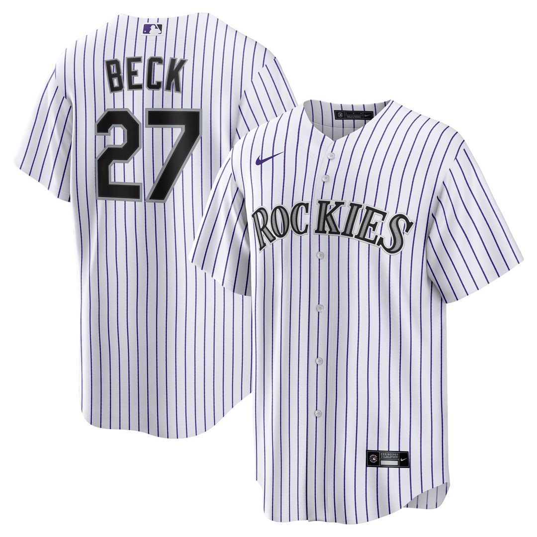 Colorado Rockies Nike Jordan Beck Home Replica Baseball Jersey - White