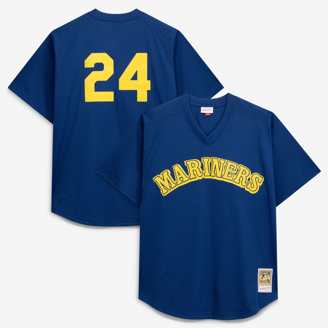 Seattle Mariners Mitchell & Ness Big & Tall Cooperstown Collection Mesh Batting Practice Baseball Jersey - Navy