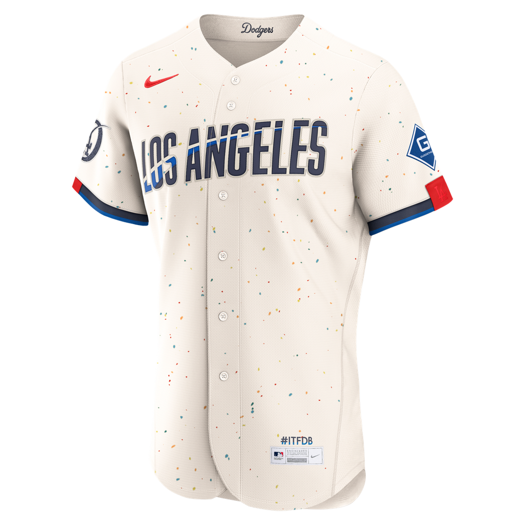 Los Angeles Dodgers Nike City Connect Authentic Sponsor Patch Baseball Jersey - Cream