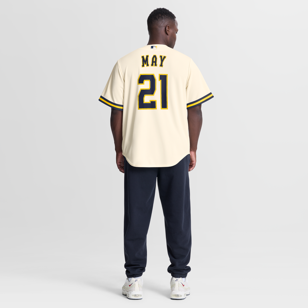 Milwaukee Brewers Nike Dustin May Home Replica Baseball Jersey - Cream