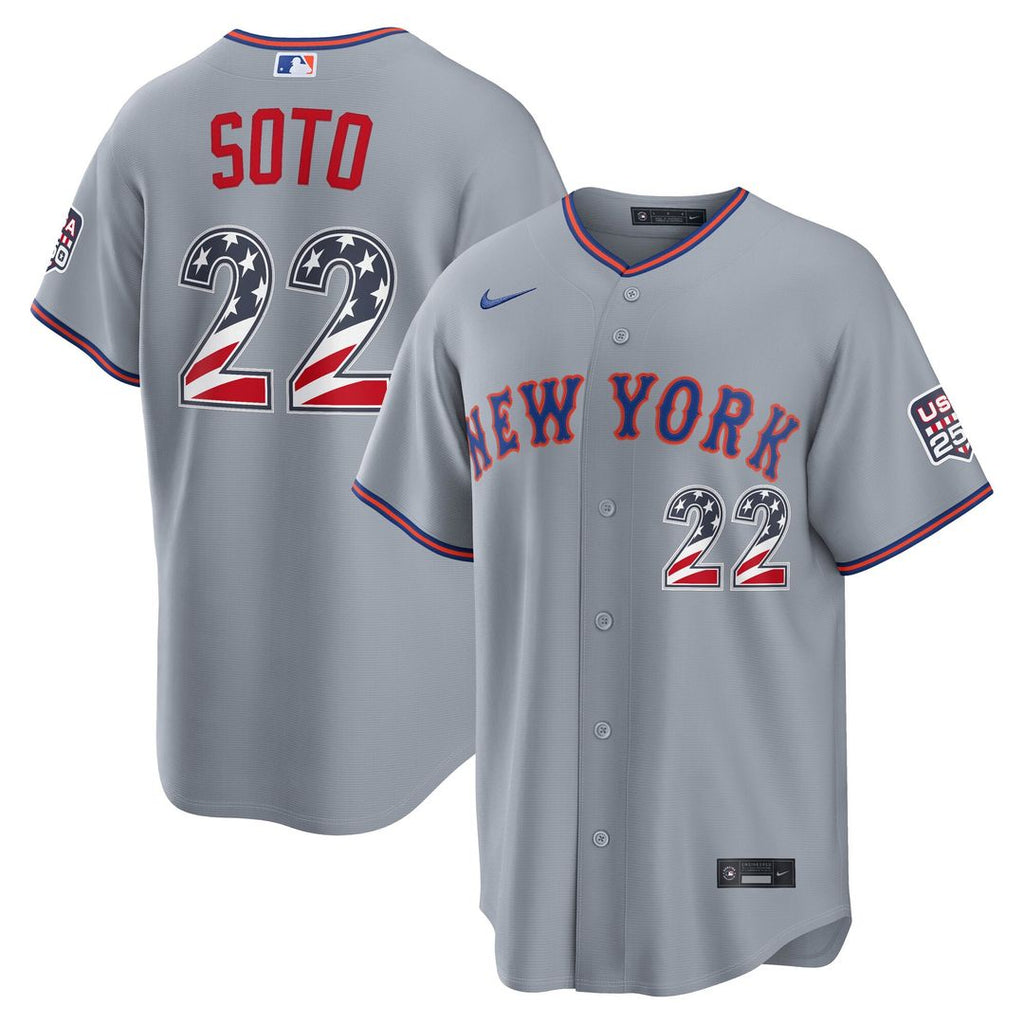 New York Mets Nike Fourth of July Juan Soto USA 250 Stadium Baseball Jersey - Gray