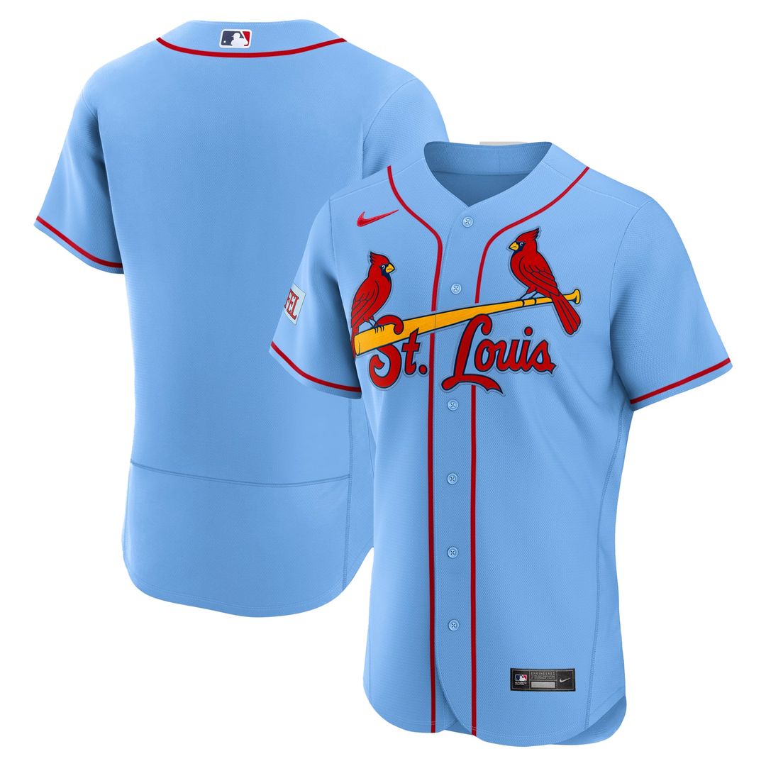 St. Louis Cardinals Nike Alternate Sponsor Patch Authentic Baseball Jersey - Light Blue