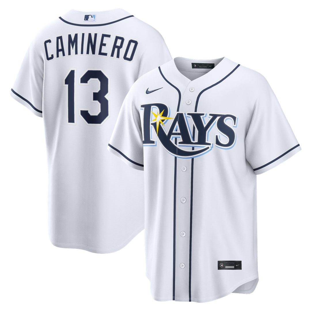 Tampa Bay Rays Nike Junior Caminero Home Replica Baseball Jersey - White