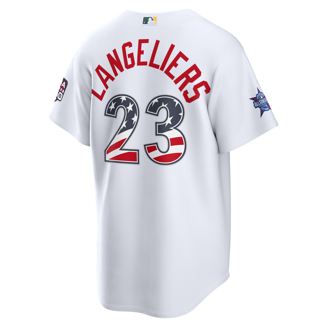 Athletics Nike 2026 All-Star Edition Stars & Stripes Shea Langeliers Stadium Baseball Jersey - White
