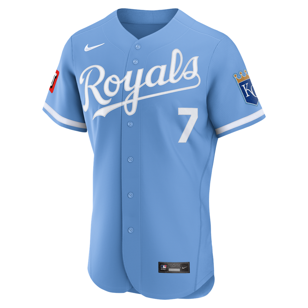 Kansas City Royals Nike Bobby Witt Jr. Alternate Authentic Sponsor Patch Baseball Jersey - Light Blue