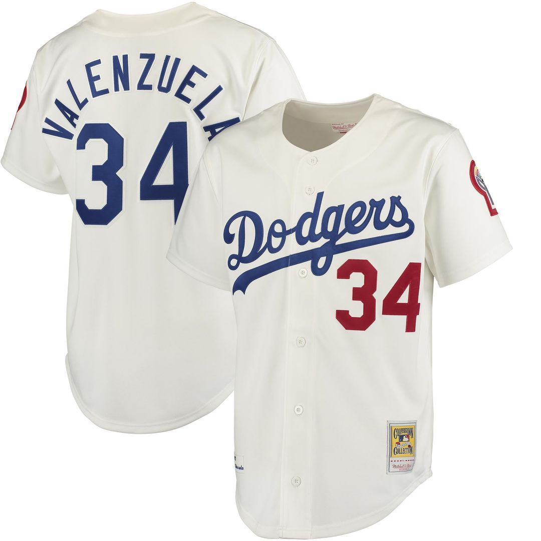 Los Angeles Dodgers Mitchell & Ness Fernando Valenzuela Road 1981 Cooperstown Collection Authentic Baseball Jersey - Gray