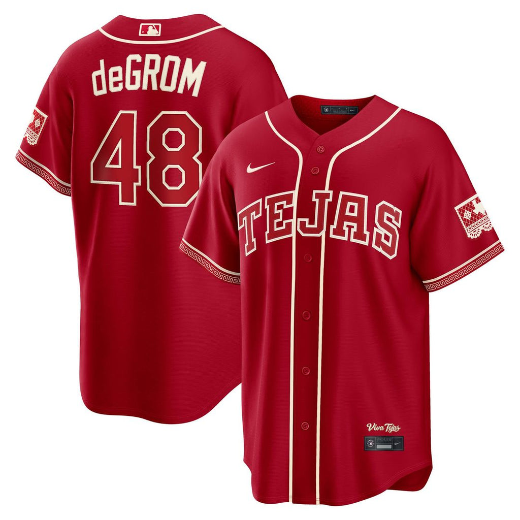 Texas Rangers Nike Jacob deGrom 2026 City Connect Stadium Baseball Jersey - Red