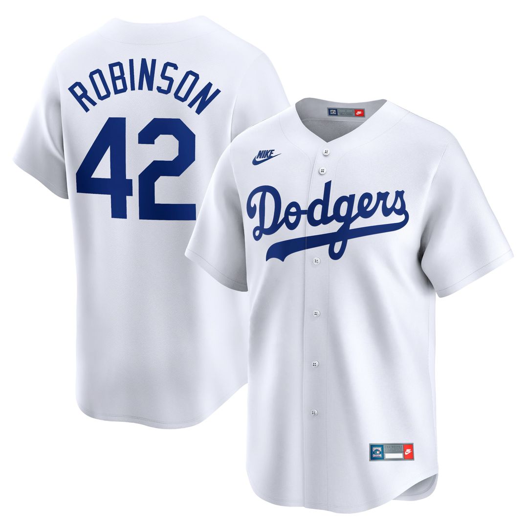 Brooklyn Dodgers Nike Jackie Robinson Throwback Cooperstown Collection Limited Baseball Jersey - White