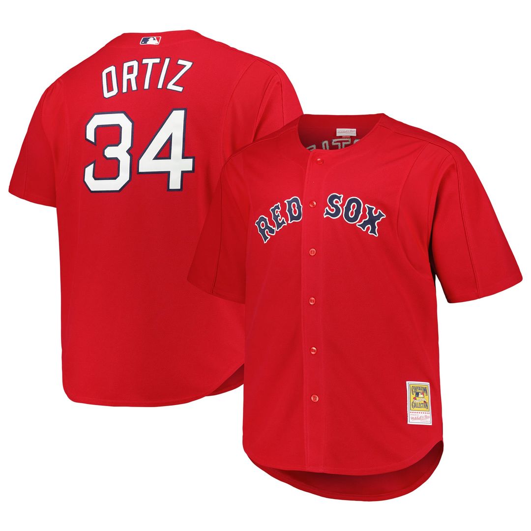 Boston Red Sox Mitchell & Ness David Ortiz Big & Tall Cooperstown Mesh Batting Practice Baseball Jersey - Red