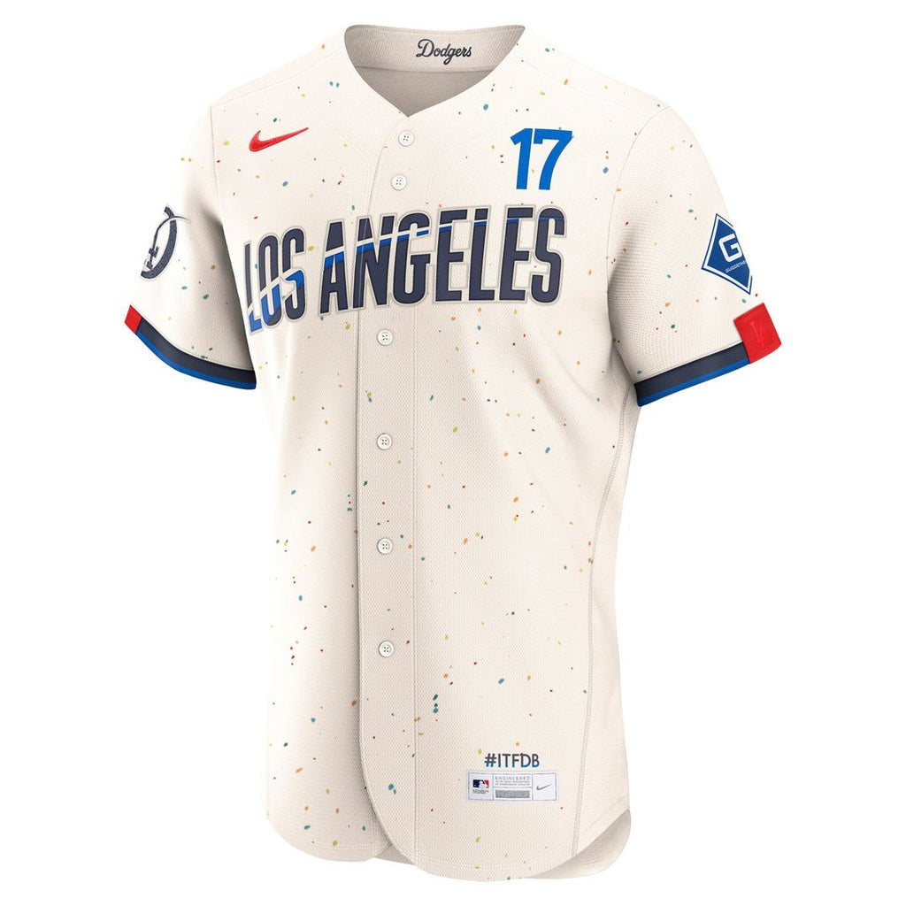 Los Angeles Dodgers Nike Shohei Ohtani City Connect Authentic Sponsor Patch Baseball Jersey - Cream