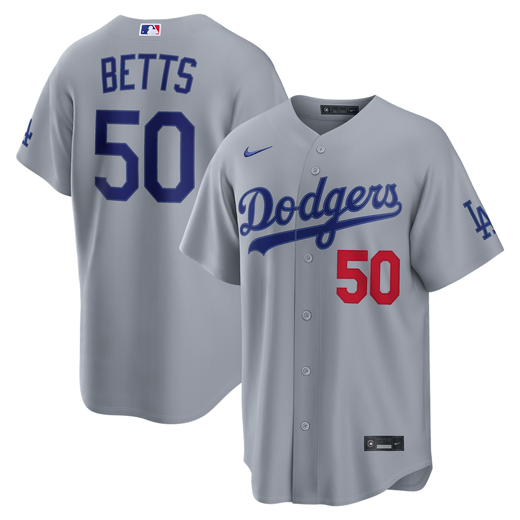 Los Angeles Dodgers Nike Mookie Betts Stadium Baseball Jersey - Gray
