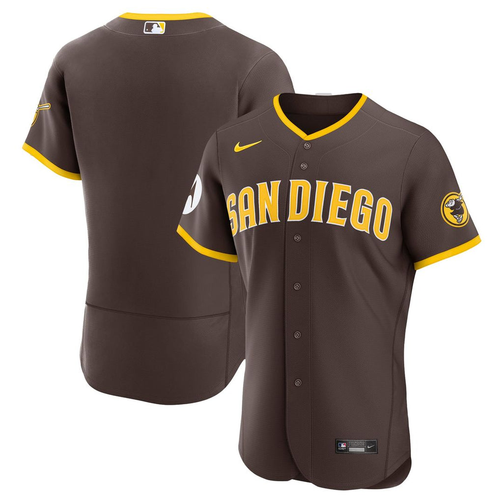 San Diego Padres Nike Road Sponsor Patch Authentic Baseball Jersey - Brown